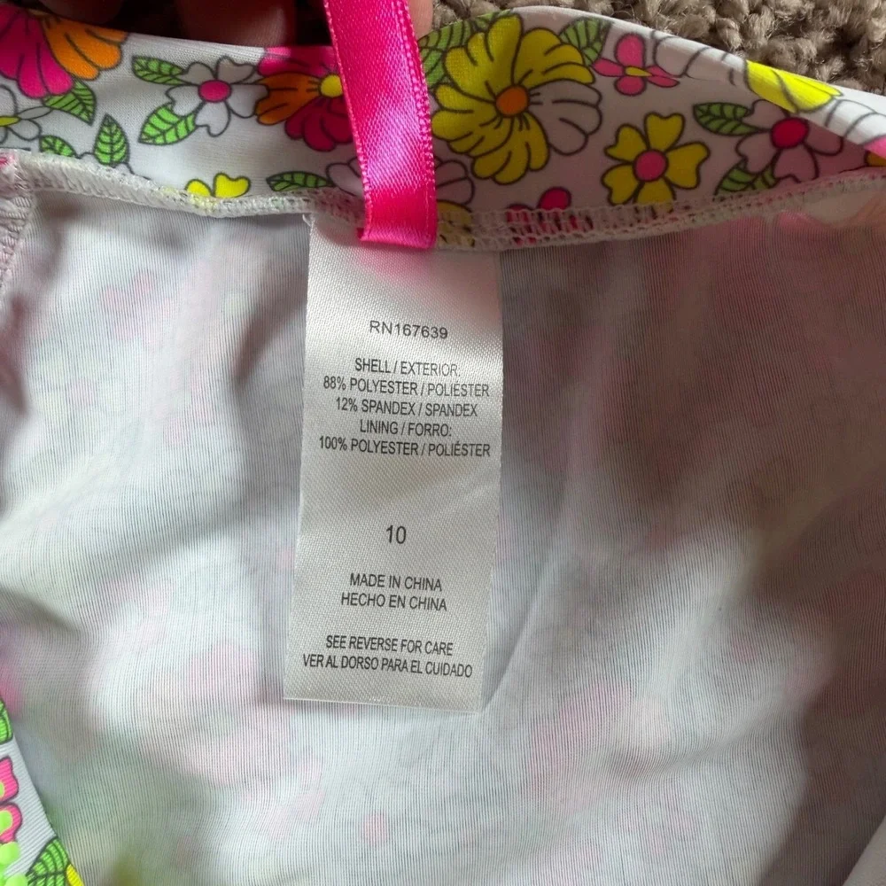 Betsey Johnson rash guard Girls Long Sleeve‎ Swim Top Floral 10 beach colorful